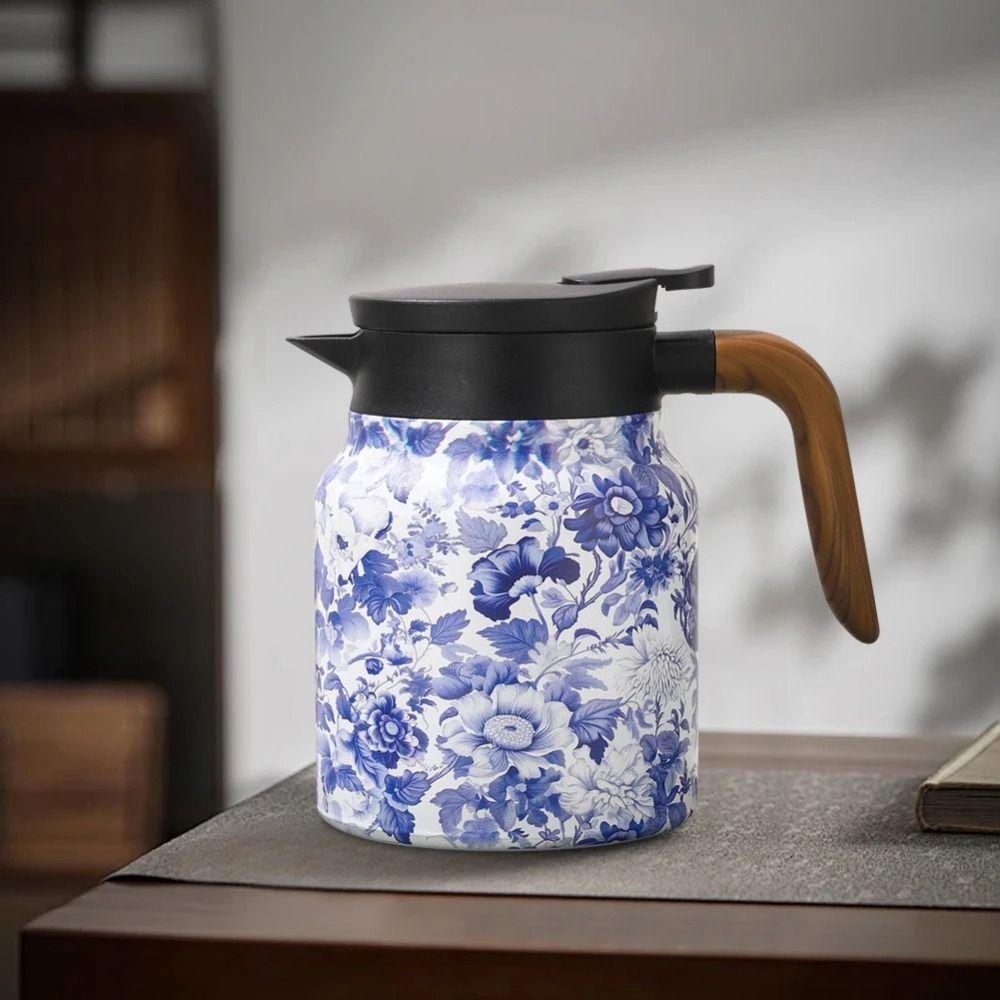 Built-In Filter Tea Kettle Drip-Proof Stewed Tea Maker Vintage Floral Tea Thermos Household