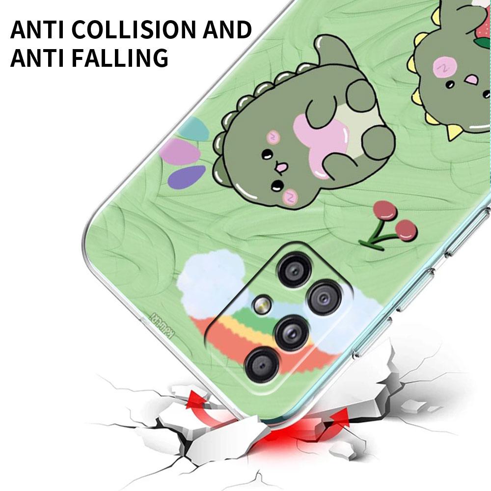 Clear Case For Samsung Galaxy A52 A12 A51 A32 A21s A71 A32 A22 50 A70 A31 A72 5G Phone Cover Dinosaur Cartoon