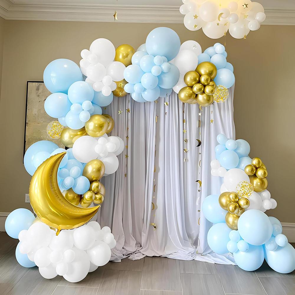 Blue Balloon Garland White Gold Confetti Balloons Arch Kit Baby Shower Wedding Anniversary Kids Birthday Party Decoration Globos