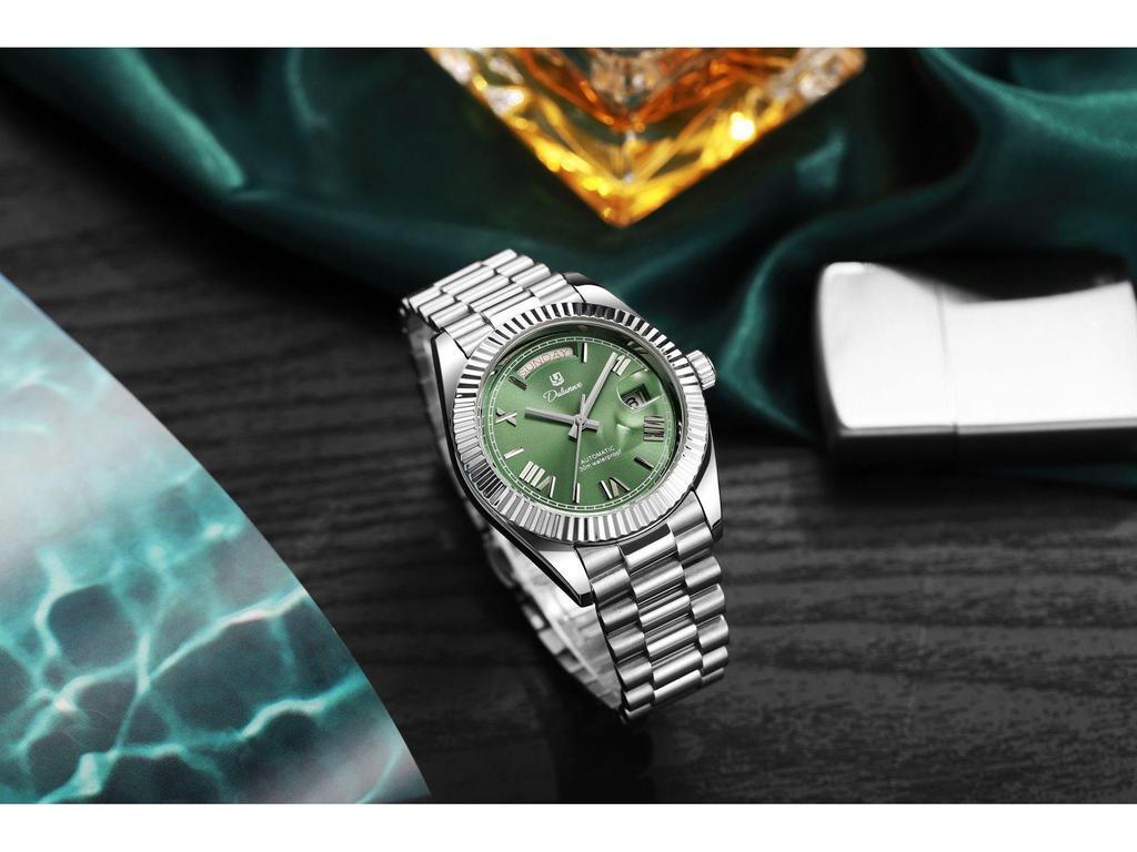 Durlanwei Белые Звездные Двойные Бревна Автоматические Мужские Деловые Модные Водонепроницаемые Часы