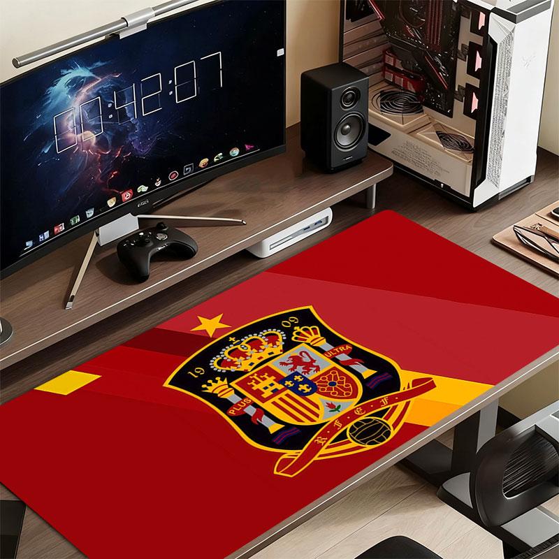 Spain National Football Team Mouse Pad, Large Gaming Desk Mat, Non-slip XXL Mousepad for Laptop & Tablet, Mini PC Playmat with Stitched Edges