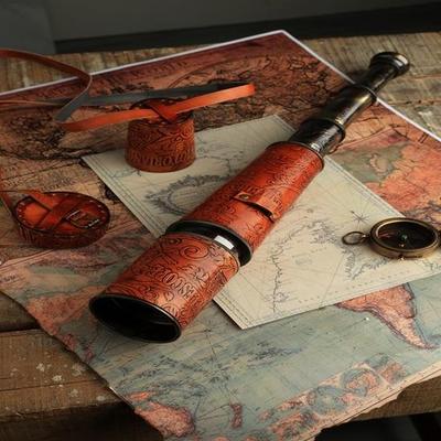 Корабельный капитанский латунный телескоп ручной работы 81,28 см со шпионским стеклом, кожаный чехол, подарочный монокуляр, Лондонский королевский военно-морской флот для детей, складной моряк