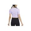 Nike Zenvy Ribbed Quick-Dry Lightweight Cropped Short Sleeve T-Shirt Women Tops Lilac-Purple FN7468-512