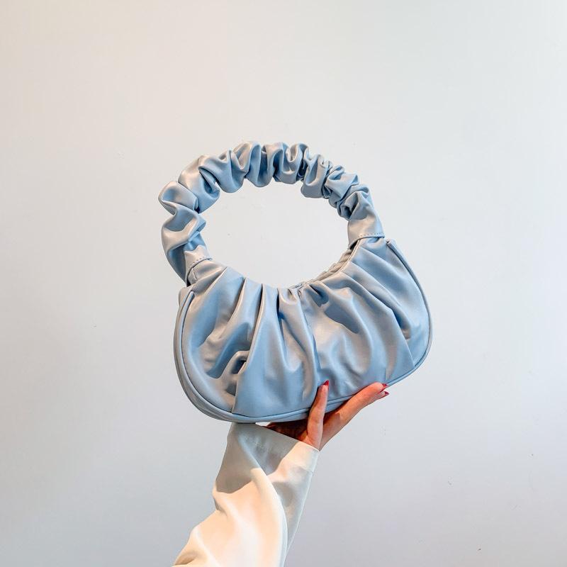 Контрастные цвета Новая модная однотонная плиссированная сумка-облако Милая наплечная сумка Уличный тренд Портативная женская сумка подмышку