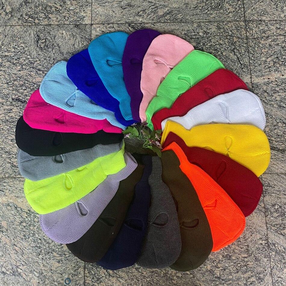 Модная вязаная маска-балаклава с 3 отверстиями на все лицо для лыж, зимняя теплая вязаная маска на все лицо для занятий спортом на открытом воздухе