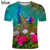 Fashion Peacock 3D Printed T Shirts Men's Casual Short Sleeve T-shirt Casual Men Summer Top