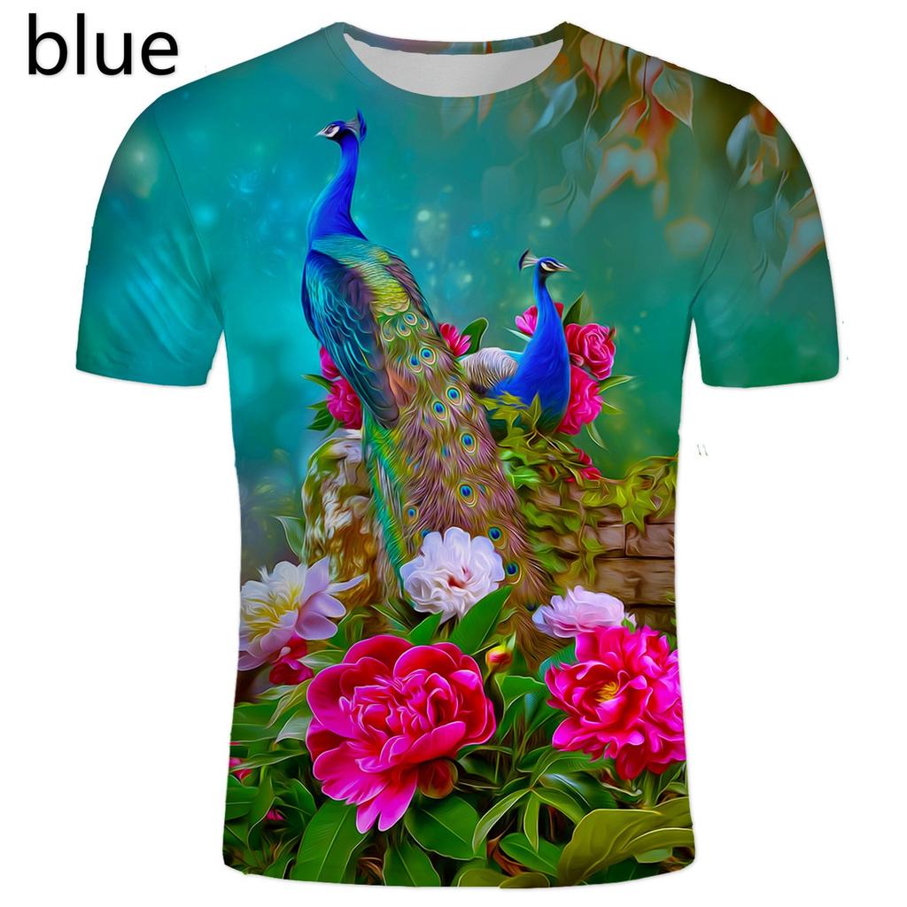 Fashion Peacock 3D Printed T Shirts Men's Casual Short Sleeve T-shirt Casual Men Summer Top