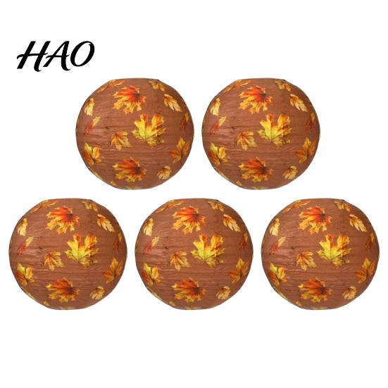 Thanksgiving Party Decorations 5Pcs Pumpkin Maple Leaf Print Paper Lantern, Fall Hanging Seasonal Home Accents Decor, Collapsible Round Lamp