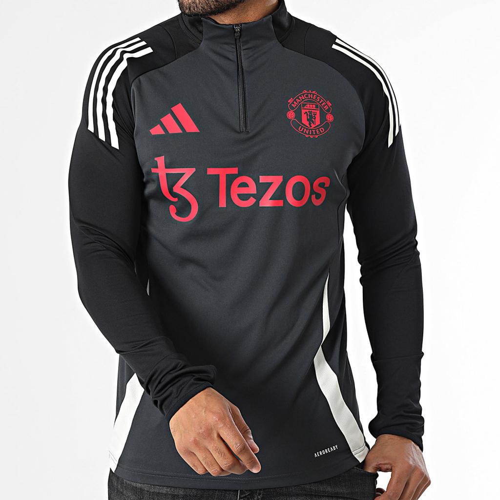 Adidas Футболка Manchester United Slim Fit Versatile с длинным рукавом для мужчин, цвет черный серый IS8082