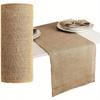 10M Width Jute Linen Vintage Natural Table Runner Burlap Rustic Khaki Party Country Wedding Decoration Home Party Chair Decor