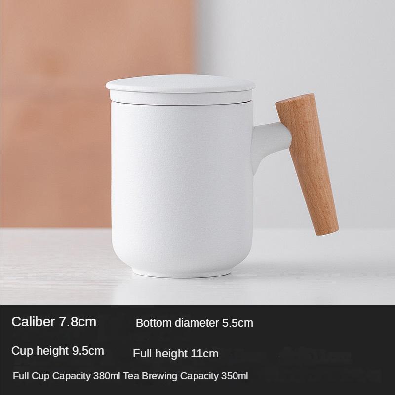 Чашка для разделения чая, керамическая матовая чашка для чая, бытовая, офисная, с деревянной ручкой, кружка с крышкой, фильтрация, керамические и керамические чашки, кружки