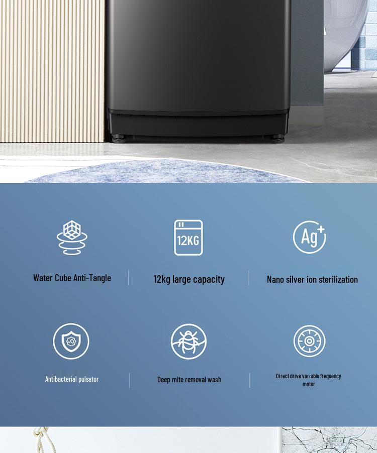 Little Swan 12KG Automatic Washing Machine with Self-Cleaning Drum, Sterilization, and Mite Removal