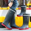 Winter Velvet Warm Men's Rain Shoes Waterproof Rain Boots Night Reflective Strip Water Shoes Thickened Non-slip Fishing Rubber Shoes Men