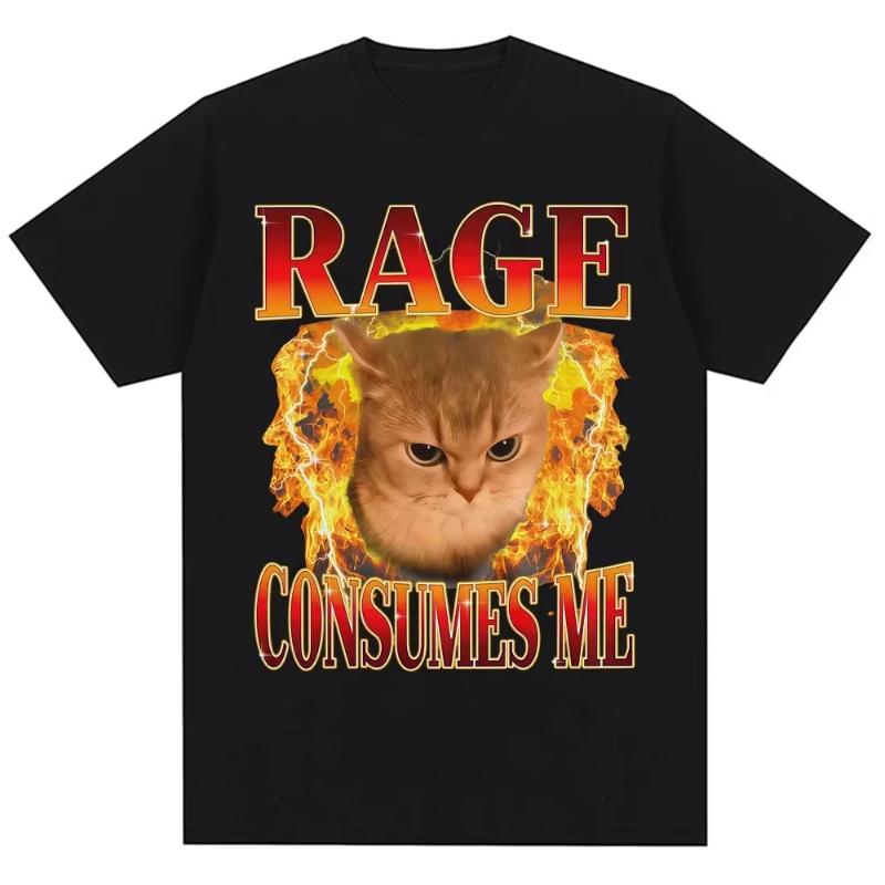 Funny Cat Emoji Printed Tshirt Summer Unisexs Tshirt Harajuku Street Retro Street Style Daily Casual Comfortable Dressing