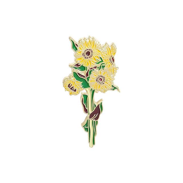 Значок на лацкане Van Gogh Подсолнух Ирис Брошь Цветок Шляпа Значок Металл Для Одежды Эмалевые Булавки Значки Для Рюкзака Подарки Для Женщин