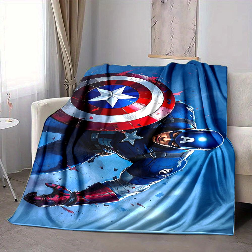 1Pc Captain America Shield Flannel Blanket, Soft And Comfortable, Casual Warm, Camping Travel, Christmas, Halloween Xmas Gift S1885
