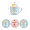 1Pcs 390Ml Ceramic Cup High Value Mug Strawberry Cake Cup Girls Cute Water Cup With Lid Home Milk Breakfast Cup
