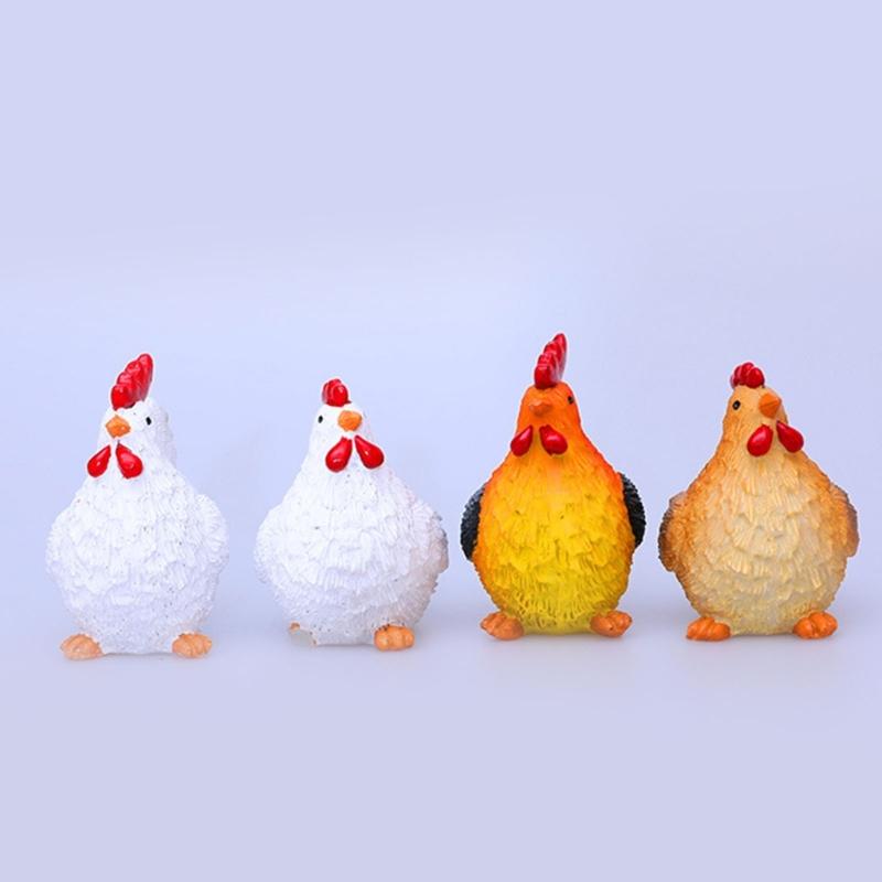 2 ШТ. Миниатюрные фигурки цыплят и из смолы, украшения для декора фермерского дома или дома/офиса, мини-фигурки животных