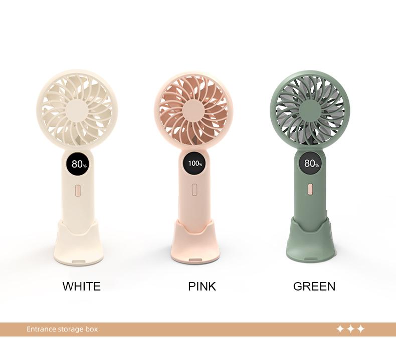 Portable Cooling Handheld Fan 1200mAh Brushless Motor Three-Speed Plastic Outdoor Use Quiet Foldable USB English Household