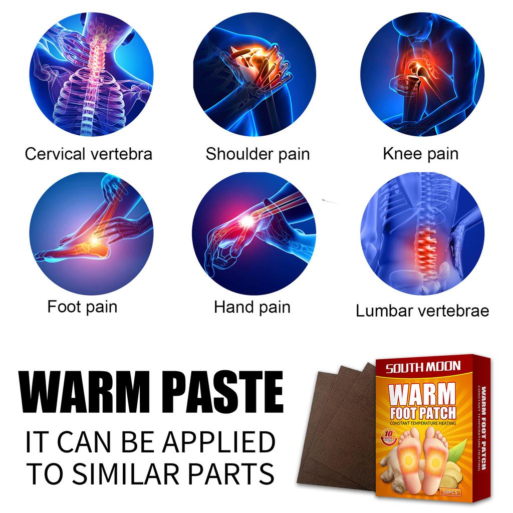 South Moon 1 упаковка/50 шт., теплая паста для ног с имбирем, нагревательная теплая паста для ног, теплая детская паста, зимняя теплая и холодная паста для ног