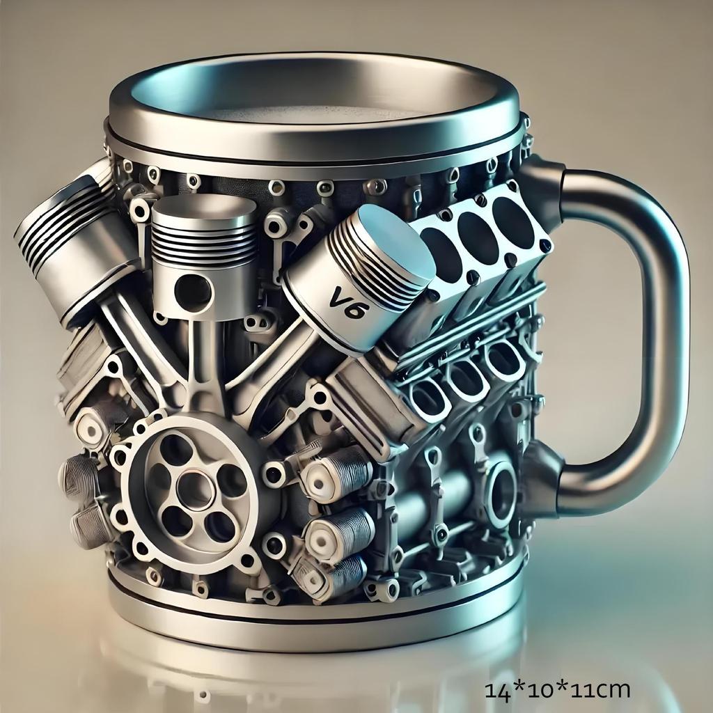 Кружка 3D из нержавеющей стали с изображением двигателя V8Кружка из смолы с изображением двигателя V8