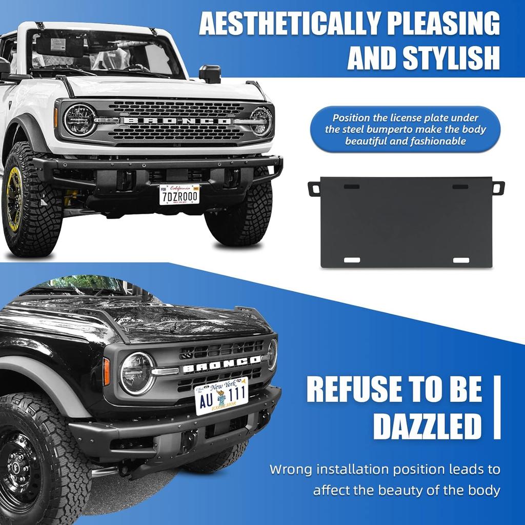 Front License Plate Frame For Ford Bronco, Aluminum Alloy License Plate Mounting Bracket Holder For Ford License Plate Accessories    2024