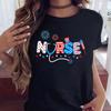 Women's Nurse Print T-shirts Girl Summer Short Sleeve Tshirt Ullzang Harajuku Nurses' Day T Shirt for Women Funny Nurse T Shirt
