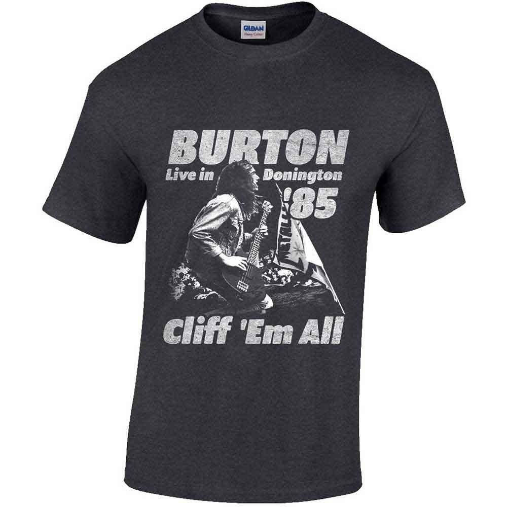 Cliff Burton T Shirt Flag Retro new Official Unisex Heather Grey