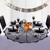 Halloween Tablecloth Decoration Black Lace Table Runner Round Spider Cobweb Table Cover Fireplace Mantel Scarf Lampshade Bat Wall Stickers for
