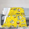 Yellow Cartoon Blankets SpongeBob SquarePants Flannel Funny Breathable Throw Blanket for Chair Covering Sofa Textile Decor
