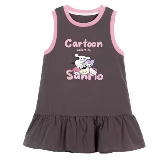 Summer Cartoon Girl Sporty Gray Tank Dress