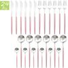 24Pcs Multicolor Dinnerware Set Knife Fork Spoons Teaspoon Tableware 18/10 Stainless Steel Cutlery Western Kitchen Silverware Flatware