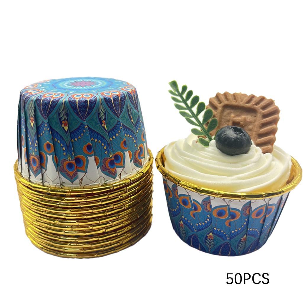 50 шт. формочек для кексов с богемным принтом, алюминиевая фольга, термостойкие формочки для выпечки, одноразовые формы для торта для домашней кухни