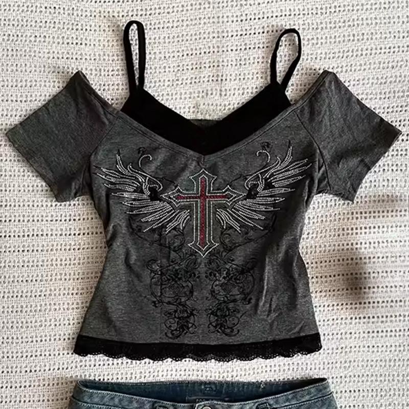 Футболка женская с европейским и американским летним геометрическим узором