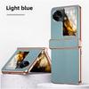 Electroplated Gold and Silver Frame Lichee Pattern PU Leather Phone Case for for OPPO Find N2 N3 Flip Hinge Protection Cover