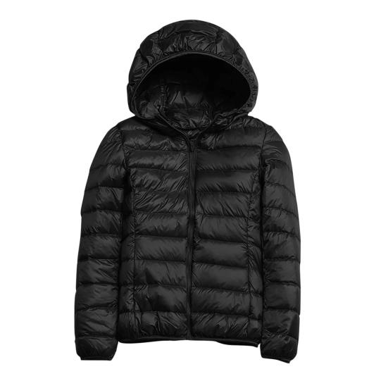 Женская зимняя куртка-пуховик с капюшоном и карманами на молнии, на молнии, однотонная