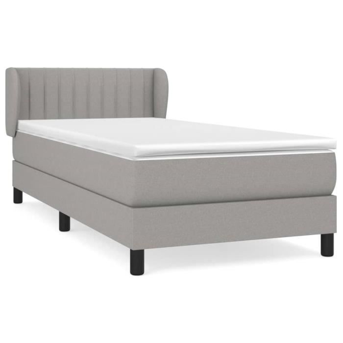 3126365 vidaXL Divan Bed and Mattress Light Grey 90x190 Cm Fabric