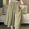 Women's Wide Leg Capri Pants High Waist Solid Color Summer Thin Elastic Fashion Drawstring Casual Pockets Spliced