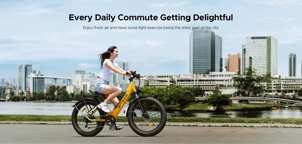 Электровелосипед ENGWE E26 ST с низкой рамой, 26x4.0 толстыми шинами, двигателем 250 Вт, аккумулятором 48 В 16 Ач, запасом хода 140 км – Легкий и эргономичный дизайн