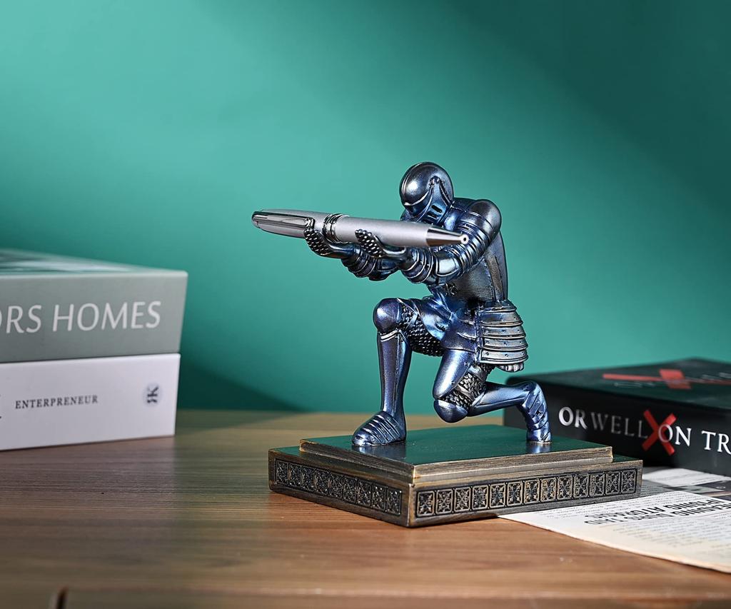 HDMbigmi Knight Pen Pen Desk Organizer Resin Pencil Office or Home Desk Organizer Holder, Stand, Accessory, Holder, Gift, (Blue)