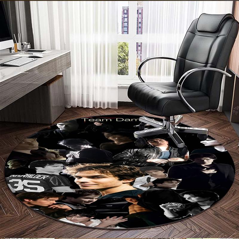 Damon Salvatore Print Round Rug, Washable Floor Carpet, For Entryway Dorm Laundry Room Office Study, Home Decor Birthday Christmas Gift