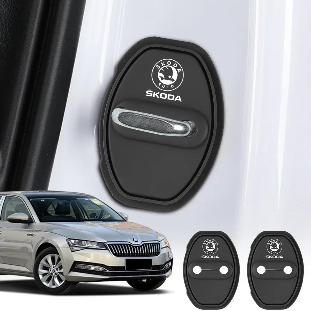 2/4pcs Car Styling Door Lock Protective Cover For Skoda Octavia MK2 MK 2 3 A5 A7 A8 Fabia Karoq Superb Rapid Kamiq Scala SX3K