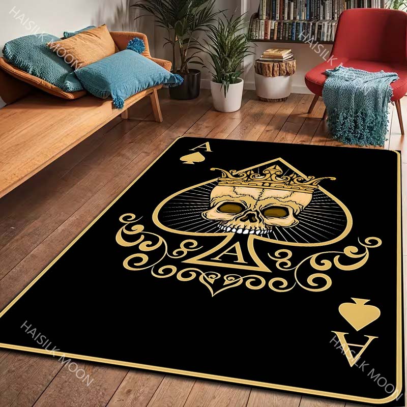 6 Styles Black Playing Card Ace of Spades Pattern Carpet for Living Room Bedroom Sofa Home Decor Non-slip Floor Mat Luxury Gift
