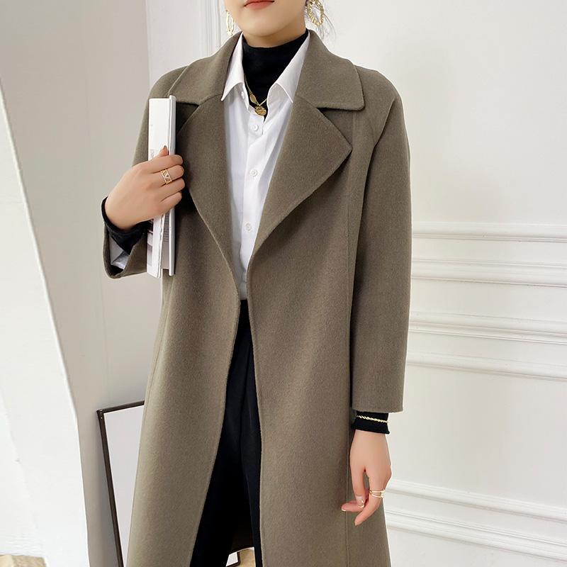 Женское пальто из 100% шерсти TIDENOVEL Осеннее шерстяное длинное пальто Ручной работы Пальто-бушлат Зимняя теплая шерстяная длинная куртка Пальто