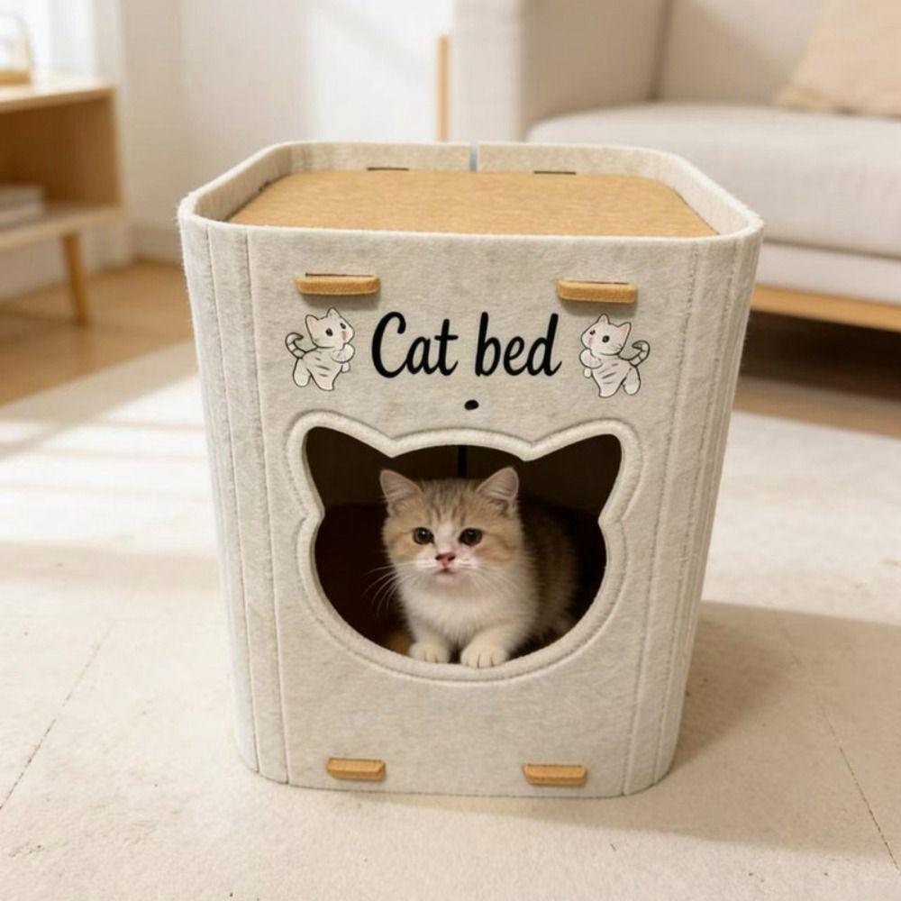 Double Layer Cat House Felt Cat Scratching Board Creativity Cat Castle Bed Cat Supplies