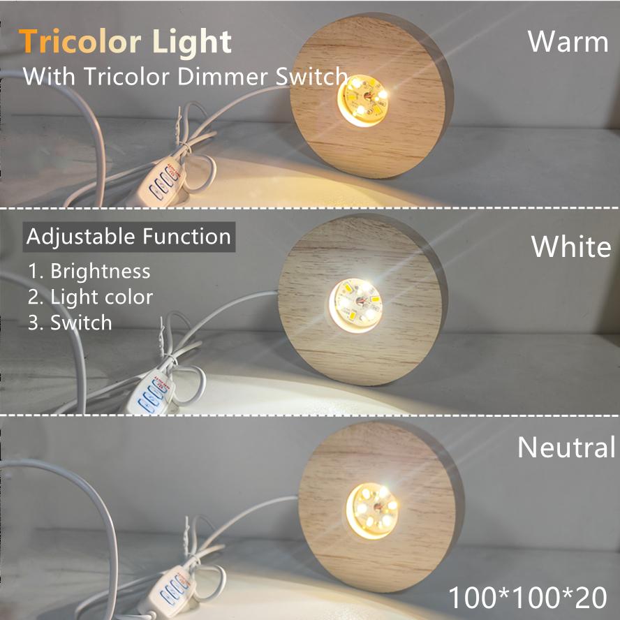 100/80/60mm Switch USB Wood Desktop Decorative Lights Remote Control Light Base Led Night Light Display Light Support Ornament