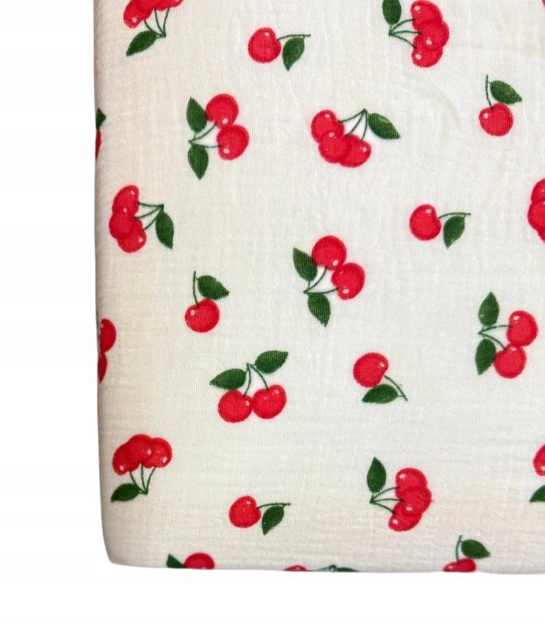 120x60 Muslin Crib Sheet with Elastic Band Polish Product Cherries