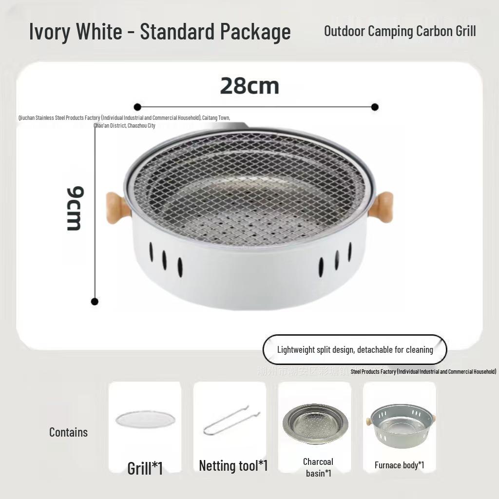 Portable Stainless Steel Charcoal Grill for Outdoor Camping, Barbecue, and Picnic