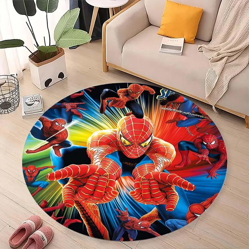 Cool Spider-Man cartoon print round carpet, bedroom, living room and office rotating chair carpet, home decoration
