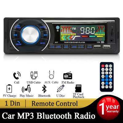 Автомобильный 1din аудио радио Bluetooth стерео MP3 плеер FM приемник 12 В поддержка зарядки телефона AUX/USB/TF карта в приборной панели комплект